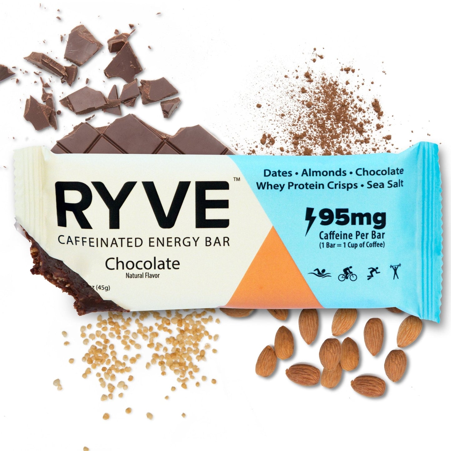 Caffeinated Chocolate Energy Bar (12 - Pack) - RYVE
