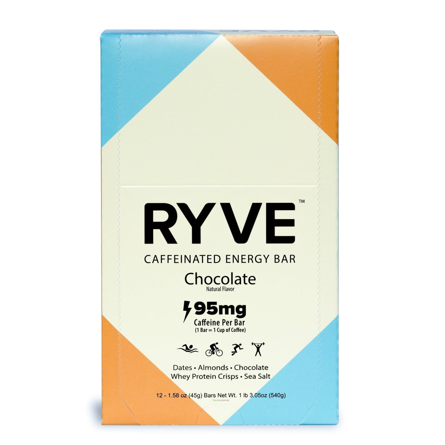 Caffeinated Chocolate Energy Bar (12 - Pack) - RYVE